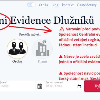 Ing. Petr Štěpán se společností Datlok s.r.o. je prostřednictvím webů vyhledavejexekuce.cz a cedcr.cz podezřelý z klamání spotřebitele a podvodu