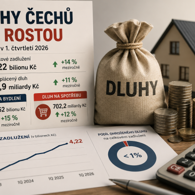 Dluhy Čechů dál rostou, za rok se zvýšily na 4,22 bilionu korun