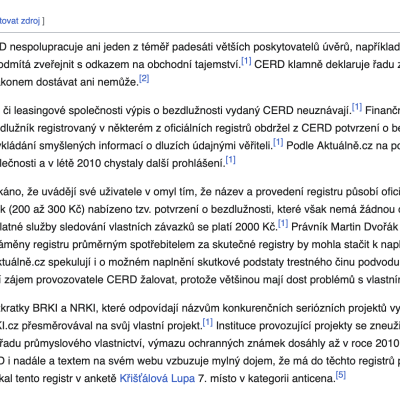 neozdrojované informace, bez relevantních soudních rozhodnutí