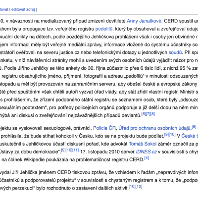 neozdrojované informace, bez relevantních soudních rozhodnutí