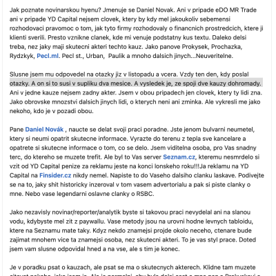 Ondřej Záruba veřejně obvinil novináře z hyenismu