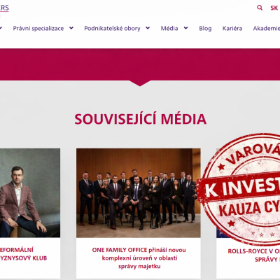 Web advokátní kanceláře využívá k propagaci Investiční skupinu zakladatele