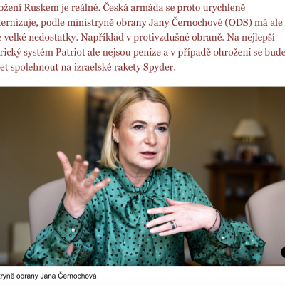Dezinformátorka Jana Černochová: „My si Patriotů nemůžeme dovolit“ je čiré pokrytectví