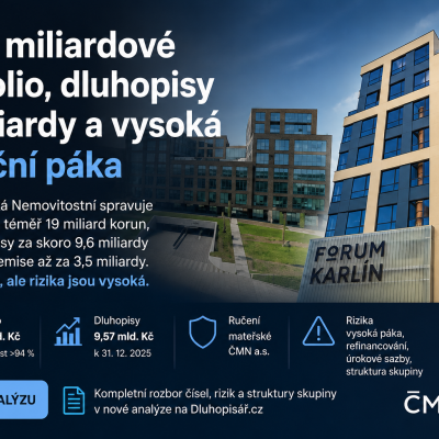 Českomoravská Nemovitostní, dluhopisy až za 3,5 miliardy a téměř 9,6 miliardy bondového dluhu. Co stojí za ČMN a kde jsou rizika?