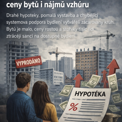 Stát selhal v podpoře bydlení. Nedostupné hypotéky ženou ceny bytů i nájmů vzhůru